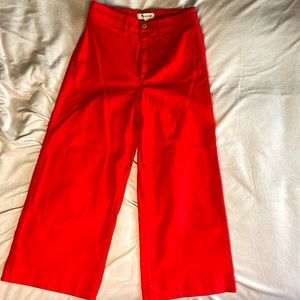 Red Madewell Wide Leg Crop Pants